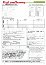 English Worksheet: Past continuous/ progressive