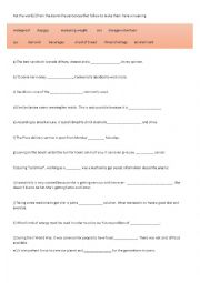 English Worksheet: Vocabulary Exercise