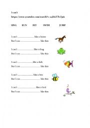 English Worksheet: I cant