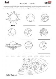 English Worksheet: Solar System