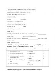 English Worksheet: 7th form test N 2