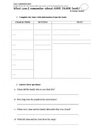 English Worksheet: ANNE FRANK EXAM