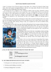 English Worksheet: the woman behind Harry Potter