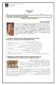 English Worksheet: Artist and the passive voice