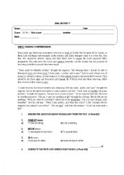 English Worksheet: Reading and listening test 