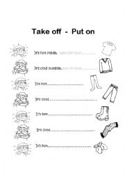 English Worksheet: Put on - take off