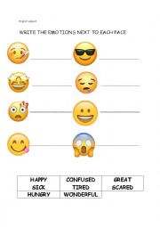 English Worksheet: lets review emotions/feelings