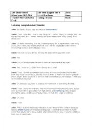English Worksheet: mid term test n 1
