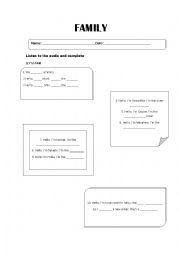 English Worksheet: Listening Family members