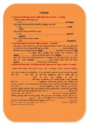 English Worksheet: language excercises