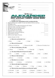 English Worksheet: Alexander and the terrible, horrible, no good, very bad day