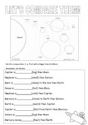 English Worksheet: Comparing planets