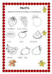 English Worksheet: FRUITS