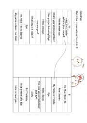 English Worksheet: Greetings game