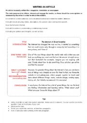 English Worksheet: Writing an Article