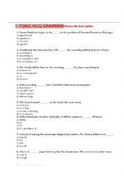 English Worksheet: TOEIC GRAMMAR . PART 5