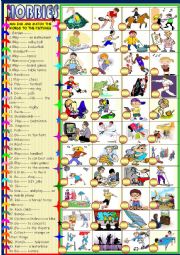 English Worksheet: Hobbies + adding ING