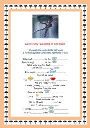 English Worksheet: Dancing in the rain song