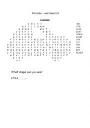 English Worksheet: Animals - wordsearch