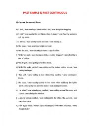 English Worksheet: Past Continuous X Past Simple