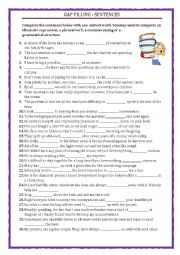 English Worksheet: GAP FILLING - SENTENCES - FCE & CAE - with a key