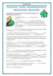 English Worksheet: GAP FILLING - GREENPEACE - with key