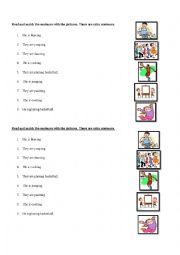 English Worksheet: Present Continuous- Read, look and match