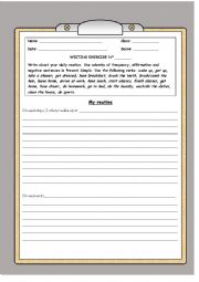 English Worksheet: Simple present writing template