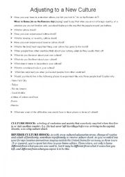 English Worksheet: CULTURE SHOCK