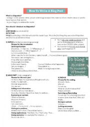English Worksheet: How to write a blog post 