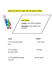 English Worksheet: Cause and effect