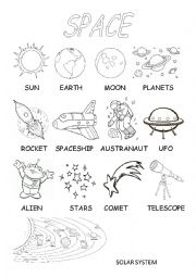 English Worksheet: Space-vocabulary/writing
