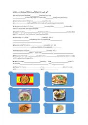 English Worksheet: Food from different countries