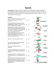 English Worksheet: Sports