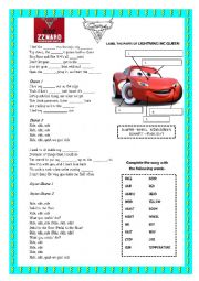 English Worksheet: CARS Song Ride