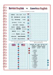 English Worksheet: BRITISH ENGLISH vs. AMERICAN ENGLISH