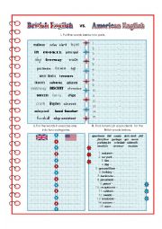 English Worksheet: BRITISH ENGLISH vs. AMERICAN ENGLISH