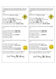 English Worksheet: Song - Dont worry, be happy.