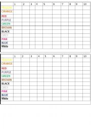 English Worksheet: Colours and numbers battleship