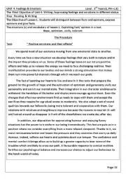 English Worksheet:  Positive emotions and their effects