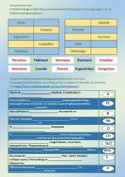 English Worksheet: Countries and nationalities