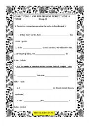 English Worksheet: Conditional 1 and the Present Perfect Simple Tense group B
