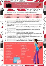 English Worksheet: Shopping & shopaholism vocabulary activities