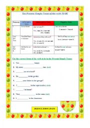 English Worksheet: The Present Simple Tense of the verb TO BE
