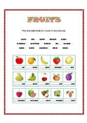 English Worksheet: FRUITS