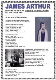 English Worksheet: SONG BY JAMES ARTHUR. PERFECT FOR IRREGULARS
