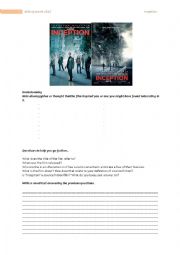 English Worksheet: Inception: going deeper into the meaning of it