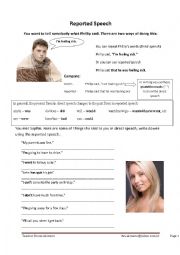 English Worksheet: Reported Speech