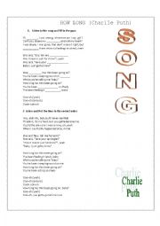 English Worksheet: How Long (Charlie Puth)