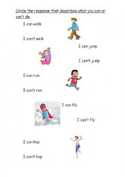 English Worksheet: I can   I cant